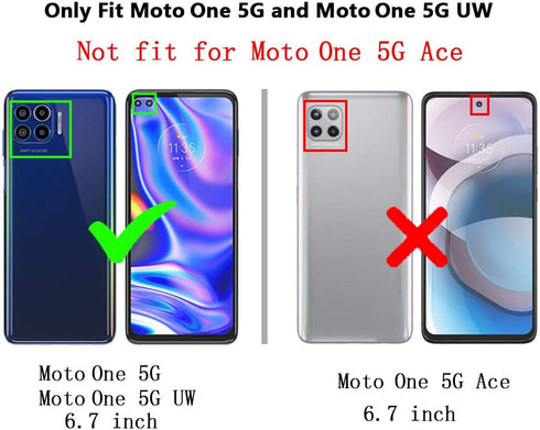 Motorola One 5G Cellular Phone Case, Hybrid Hard PC Soft TPU Shockproof Protective Case, Ring Car Mount Kickstand, Black...
