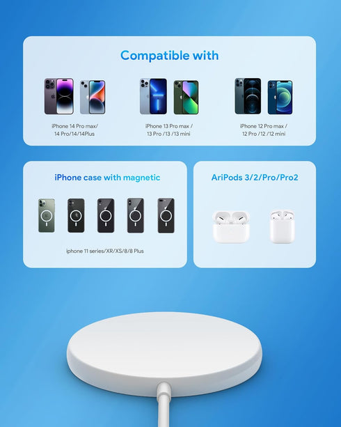 Magnetic Wireless Charger for iPhone 15 14 Wireless Charger with 20W PD USB C Charger, 2 Pack SMOONFACE Compatible with Magsafe Charger for iPhone...
