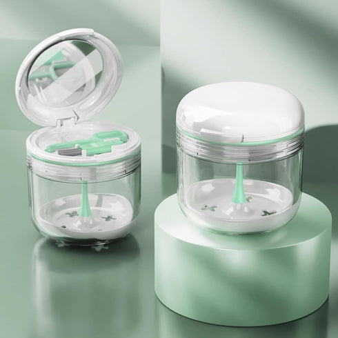 Denture Bath Cup?Retainer Cleaner Case Box,Night Mouth Guard Case Holder,Storage Soak Container with Drain Tray for Travel Cleaning with Mirror an...