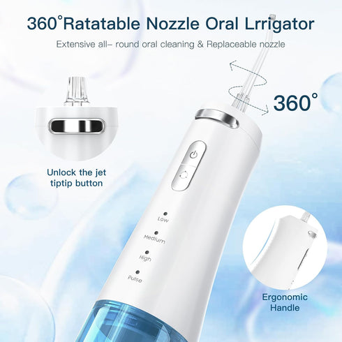 Cordless Water Flossers Picks for Teeth, IPX7 Waterproof Portable Water Flosser with 4 Pressure Modes, 2000mAh Rechargeable Water Dental Flosser f...