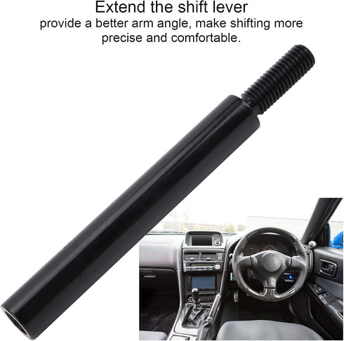 Qiilu Type R Short Shift knob Lever Extension Extender 5in Shift Knob Extension Manual Gear Shifter Extender Lever M10x1.5 Black Universal...