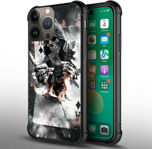 CARLOCA Compatible with iPhone 15 Pro Max Case,Skull Poker iPhone 15 Pro Max Cases Graphic Design Shockproof Anti-Scratch Drop Protection Case...
