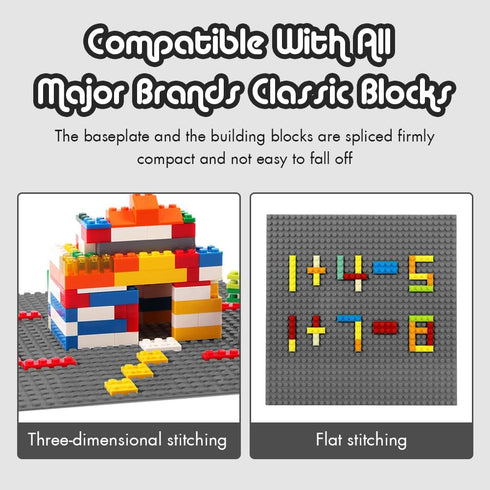 Lekebaby 2 Pack Classic Baseplates Building Base for Building Bricks, 10" x 10" Building Boards - 100% Compatible with Major Brands, Grey...