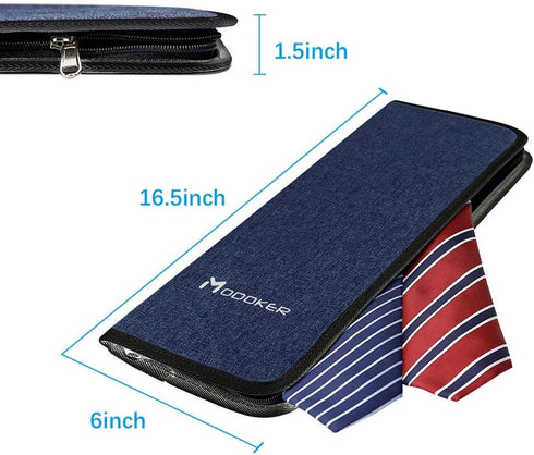 Modoker Mens Gift Tie Case for Travel Necktie Carrier Organizer Bag Storage Cufflinks and Suit Accessories,Blue...