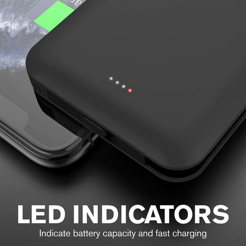 VENA 10,000 mAh Portable Battery Charger with Built-in USB-C & MFI Lightning Cable, 4 Output 2 Input (Quick Charge 3.0 & Power Delivery) 18W High ...