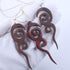 Tribal Wood Earrings and Necklace Set for Women, Long Spiral Dangling Earrings, Adjustable Cord Necklace, Wooden Jewelry...