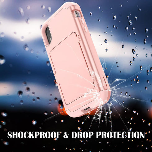 WeLoveCase for iPhone XR Wallet Case Design with Card Holder and Hidden Back Mirror Three Layer Heavy Duty Protection Shockproof All-Round Armor P...