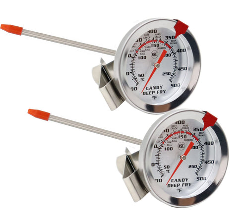 Candy Thermometer Deep Fryer Oil Thermometer (2 Pack with Clip & 8“ Probe - Best Cooking Thermometer for Cooking Tall pots,Candle Making, Candy Ma...