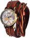 Women Watches Soft Leather Wrap Arond Watch Traval Word Map Watch Men Watch Brown/Black (15.95" Length)...