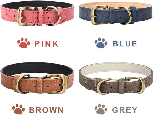Classic Leather Dog Collar for Small Medium Large Dogs Padded Soft and Strong Adjustable Pet Collars Heavy Duty Dog Collar...