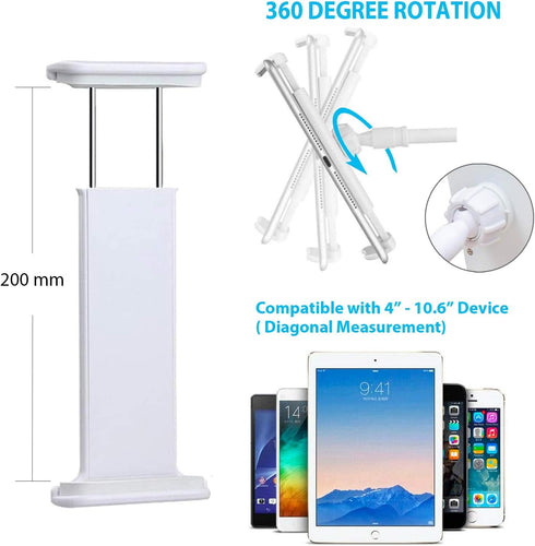 ZUSLAB Tablet Cell Phone Adjustable Universal Gooseneck Bed Lazy Holder Stand Mount - Flexible Arm 360 Mount Clip Bracket White...
