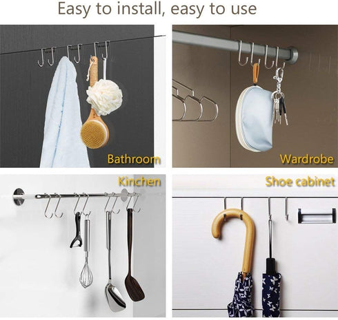 Poeland Over Cabinet Drawer Double Hooks 304 Stainless Steel Narrow Door Hook for Kitchen, Bathroom, Drawer, Wardrobe Door, Cabinet Door, Office C...