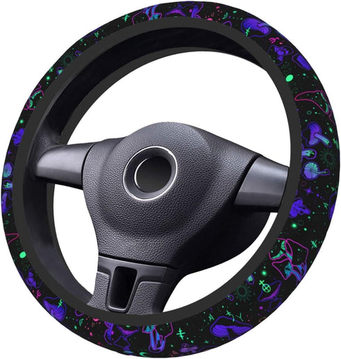 Purple Mushroom Steering Wheel Cover Non-Slip Auto Steering Wheel Protector Car Accessories Universal Fit 15 Inches for Men Women...