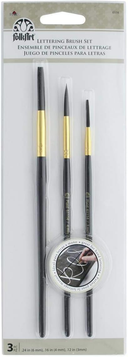 FolkArt Three Pack Lettering Paint Brush Set...