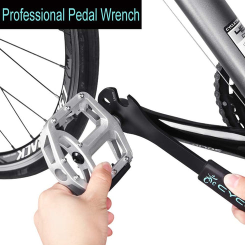 Bike Pedal Wrench Extra Long Handle - Pedal Spanner Double Wrench for MTB/Road Bike - Cycling Bicycle Repair Tool for Bike Pedals Removal and Repl...