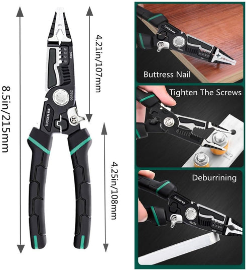 szhdxsy 9-in-1 Wire Stripper, 8.5in Wire Stripper and Crimping Tool, Multifunctional Wire Stripper,Wire breaking pliers? Cable cutters, Multi-func...