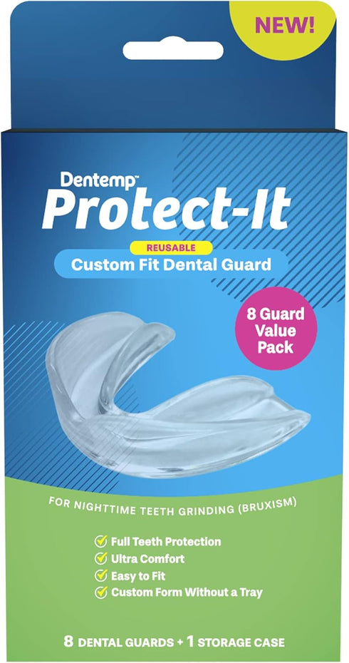 Dentemp Protect-It Custom Fit Grinding Mouth Guard 8 Pack for Grinding Teeth at Night - Night Guards for Teeth Grinding & Sleep...