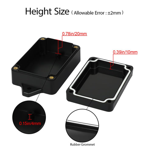Junction Box Waterproof Dustproof IP65 ABS Plastic Universal Electric Project Enclosure Black with Fixed Ear 3.26"x 2.28"x 1.29"(83 x 58 x 33 mm)(...