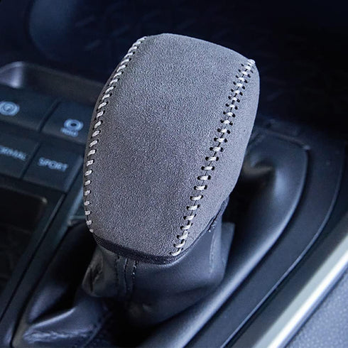 Leather and Suede Car Gear Shift Knob Cover for 2019 2020 2021 2022 Toyota RAV4,Black with Beige Stitiches...