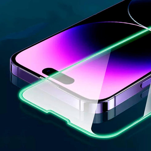 2 Pack Luminous Airbag Tempered Glass Screen Protector for iPhone 14 Pro Max(6.7") with Easy Installation Frame, HD Clear Film with Glowing Raised...