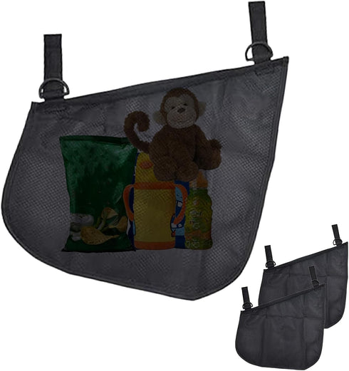 2 Pack Universal Side Sling Stroller Mesh Cargo Net and Organizer, Extra Stroller Storage Space, Non-Slip and Adjustable Straps...