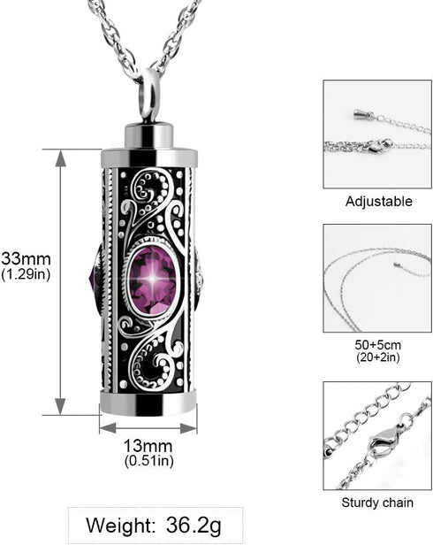 XIUDA Crystal Cremation Urn Necklace for Ashes Keepsake Cremation Jewelry for Human Ashes Stainless Steel Memorial Pendant with Flower for Women...