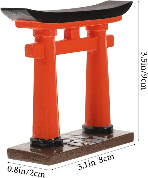 STOBOK Japanese Torii Gate Miniature Shrine Fairy Gardens Decor Zen Garden Japan Torii Gate Altar Shelf Bridge Landscape Ornament for Aquarium Fis...