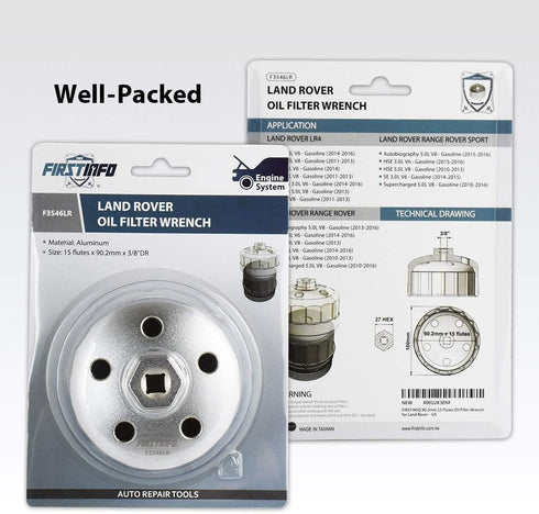 FIRSTINFO F3546LR 3/8" Drive 90.2mm 15 Flutes Oil Filter Wrench, Compatible with Land Rover & Jaguar - Fits 3.0L & 5.0L Gas Engines...