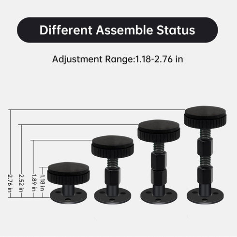 2PCS Headboard Stoppers for Wall, (1.1-2.5in) Black Adjustable Bed Frame Anti-Shake Tool, for Wall, Beds, Sofas, No Creaking, Protect The Wall fro...