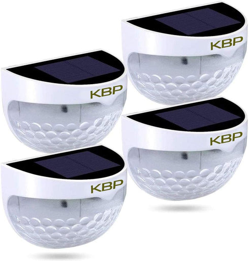 KBP Solar Fence Lights Outdoor Decorative Garden Lights Waterproof Wall Lights for Patio, Yard, Stairway (White)...