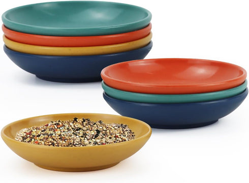 Homienly Plastic Dipping Plates Set of 8-4 inch Wheat Straw Plates Soy Sauce Dish & Bowl, Small Dipping Sauce Bowls, Mini Appetizer Plates for Sid...