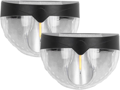 Houkiper Solar Fence Lights, Led Solar Powered Outdoor Wall Light, 2 Pack Solar Lights Outdoor Waterproof IP65 Warm White Lights for Garden Courty...