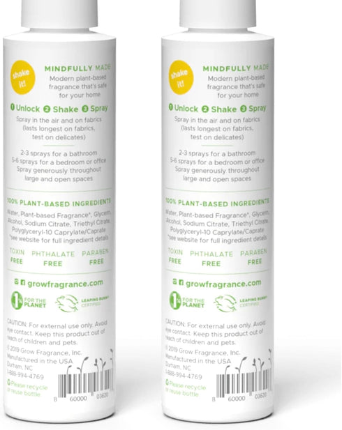 Grow Fragrance Scented Fabric and Room Air Freshener Spray - Certified Non-Toxic, 100% Plant-Based Essential Oils - 5 oz (Bamboo 2-Pack)...