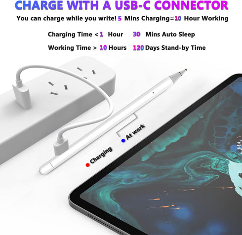Stylus for iPad, Stylus for iPhone, Rechargeable Stylus Pen,1.4mm Fine Tip for Drawing and Writing, Compatible iPad Pro/iPhone and iPad/iPad Mini/...