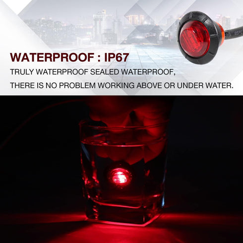 TMH (Pack of 20 3/4 Inch Mount RED LED Clearance Bullet Marker lights, Side LED marker lights for trailer Truck RV Car Bus Van...