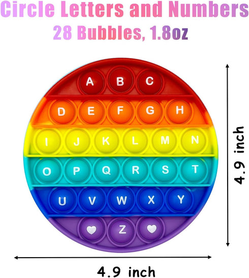 Rainbow Circle Shaped Pop Bubble Fidget Toy with Letters and Numbers, Xmas Gift Sensory Toy with Alphabets Kids Birthday Party Classroom Prize Str...