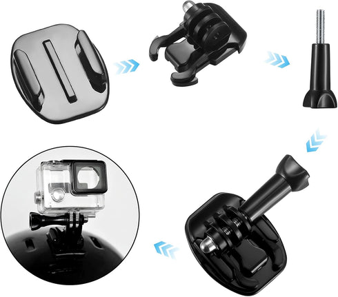 Fulushouxi 18 Set Helmet Adhesive Sticky Mount, Compatible with GoPro Hero 10/9/8/7, Fusion, 6/5/4, Session, Action Camera...