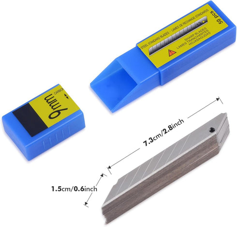 FOSHIO 100PCS Universal 9mm Utility Knife replaceable carbon steel blade, High Hardness Snap-Off Spare Blades Auto Wrap Vinyl Cutter Craft Knife B...