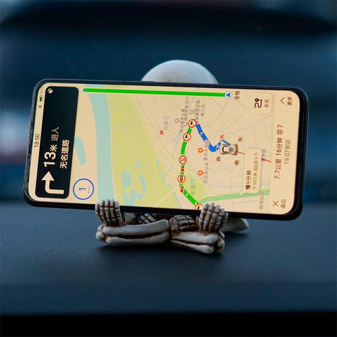 Cute Medidating Skull Dashboard Phone Holder for Car, Car Phone Mount, Skull Car Interior Accessories, Home Office Gothic Halloween Decorations, F...