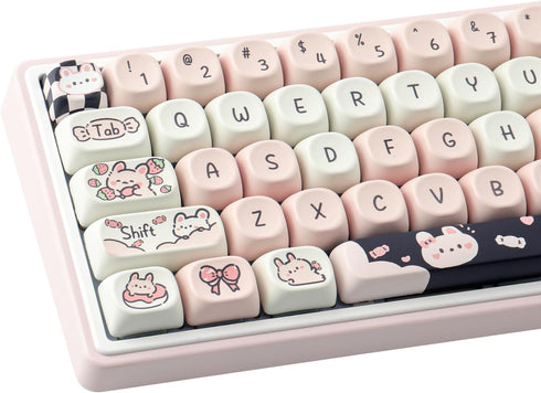 Sunzit PBT Keycaps - MOA Keycaps, Cute Keycaps for Mechanical Keyboard, 132 Keys, Dye-Sublimation Custom Keyboard Keycap Set for 61/64/68/84/87/10...