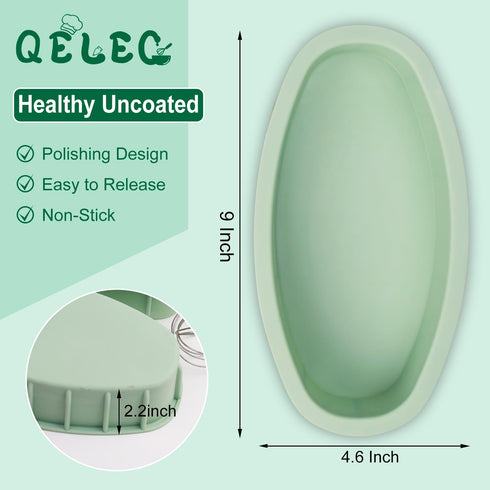 Silicone Oval Cheesecake Pan (2 Pack) - Non-Stick Silicone Cake Bread and Meat Bakeware for Oven, Pot Baking in Home, Kitchen & Bakery Use QLG0111...