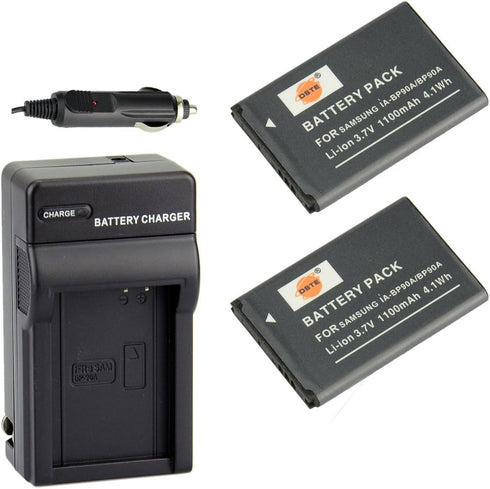 DSTE 2X IA-BP90A BP-90A Battery + DC119 Travel and Car Charger Adapter Compatible Samsung HMX-E10 HMX-E10BN HMX-E10BP HMX-E10BP/EDC HMX-E10OP HMX-...