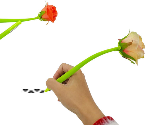 12Pcs Artificial Rose Pens Party Favors Valentine's Day Gifts Mother's Day Gift Red Rose Flower Pen Gel Ink Pens for Women Girls Teens Office Scho...