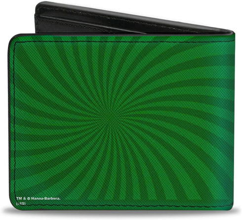 Buckle-Down Men's PU Bifold Wallet-Scooby & Shaggy Baked/Rays Swirl Greens, Multicolor, 4.0" x 3.5"...