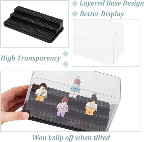 OLYCRAFT Acrylic Minifigure Display Case Box Display Case for Minifigure Action Figures Blocks Removable Display Box Cube Showcase for Models Gift...