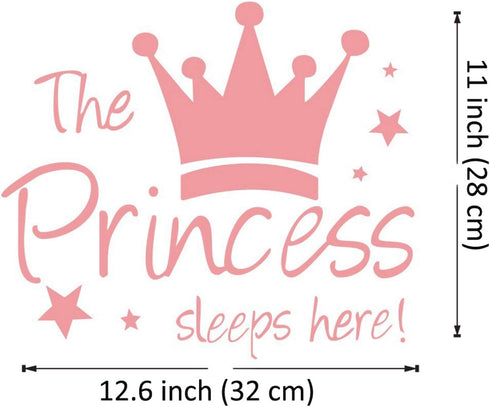 Maydahui 2 PCS Wall Sticker The Prince/Princess Sleep Here 12.6 Inch Little Crown Star Art Quotes Wall Decal Decor for Living Room Bedroom...
