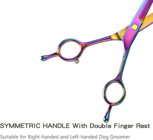 Dog Scissors for Grooming with Safety Blunt Tip, Dog Grooming Scissors Set for Pets, Professional 7 in 1 Grooming Scissors for Dogs and Cats - 6CR...