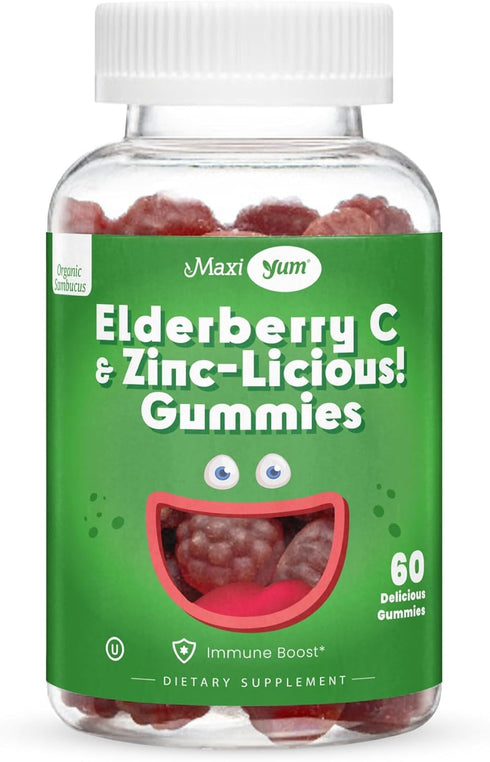 Elderberry Zinc Gummies - Organic Sambucus Elderberry Gummies with Zinc and Vitamin C - Vegan Immune Support for Adults and Kids - Chewable Elderb...