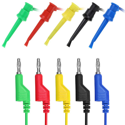 Sumnacon 39 Inch Multimeter Test Lead Set - 5 Pcs Stackable Banana Plug to Test Hook Wire Cable Kit with Protective, Flexible Wire Leads for Elect...