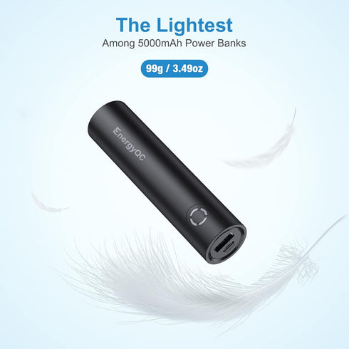 EnergyQC Fast Charging Portable Charger 5000mAh,External Battery Power Bank with 5V/2.4A Output and USB-C Input(Recharge Only), Battery Pack Compa...